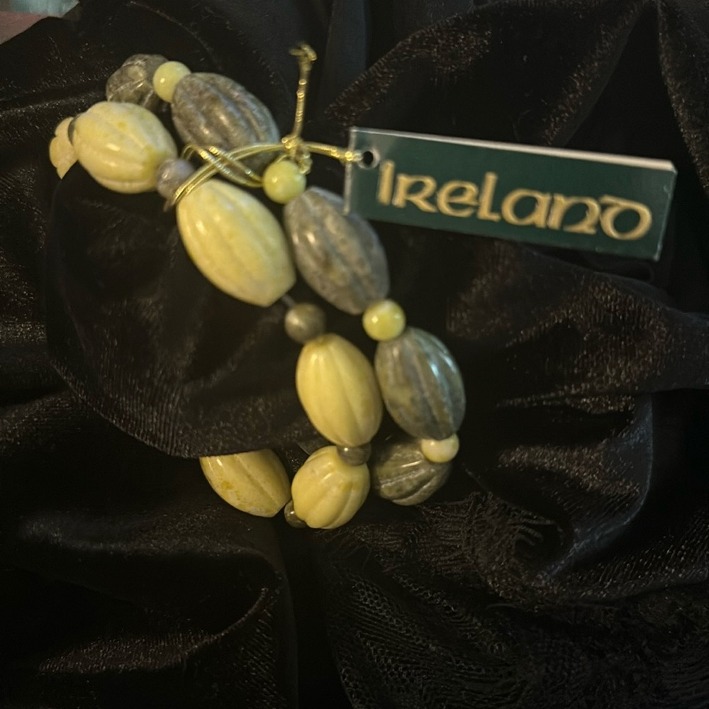 Set of 2 Connemara Marble Bead stretch Bracelet from Ireland